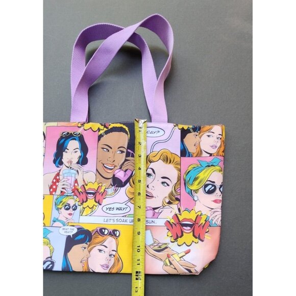 Estee Lauder Tote Comic Theme Beach Shopper Bag Large 12x17 Cartoon Purse - Picture 2 of 5